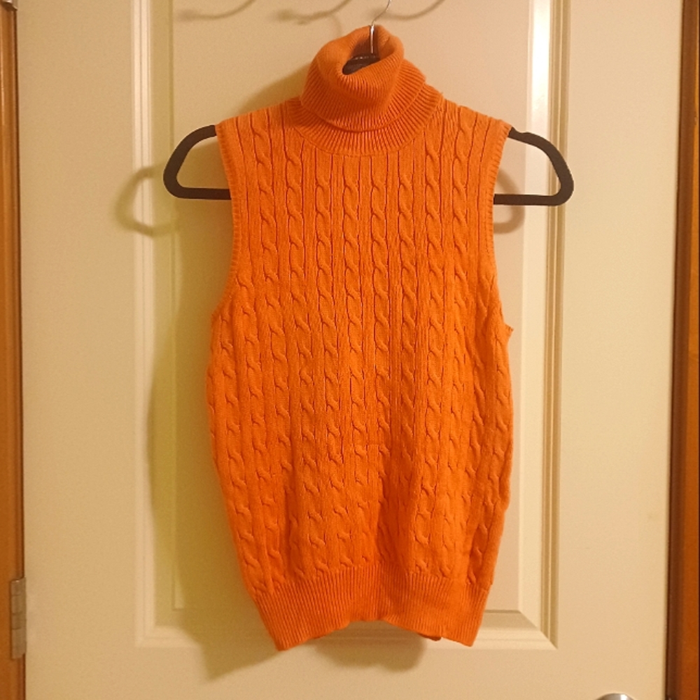 Ralph Lauren Sport Sleeveless Turtleneck Cabled Sweater Vest